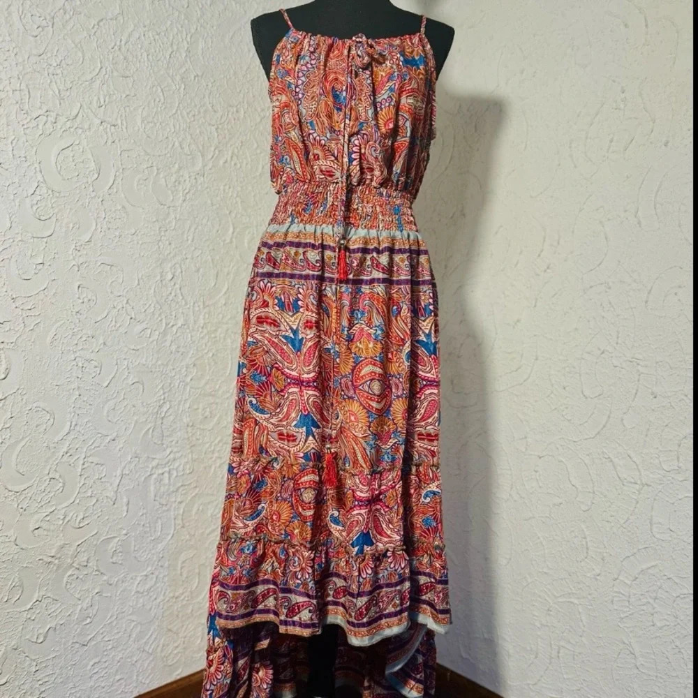 NWT! 100% Silk Sun Dress, Super Flowy, Gorgeous and NWT! Size L, P2P -20” - Picture 11 of 15